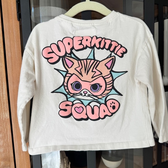 Zara Kids x Disney Jr. super kitty squad long sleeve tee crewneck colorful beige - Picture 2 of 7